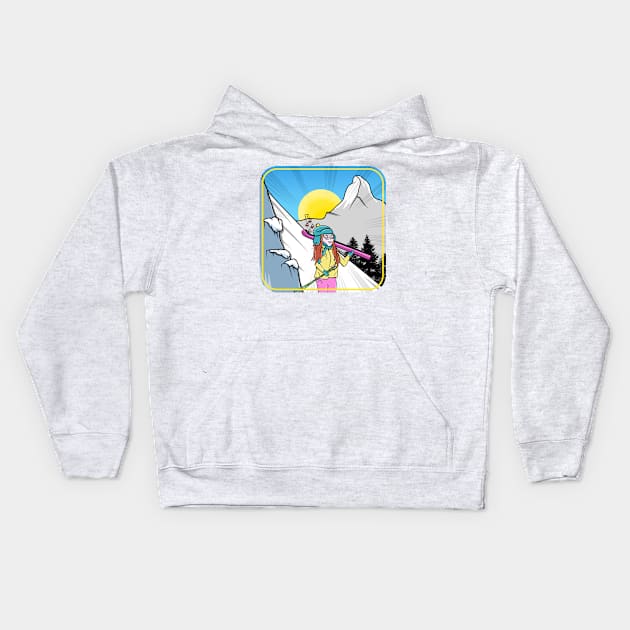 Skiing the Matterhorn Kids Hoodie by mailboxdisco